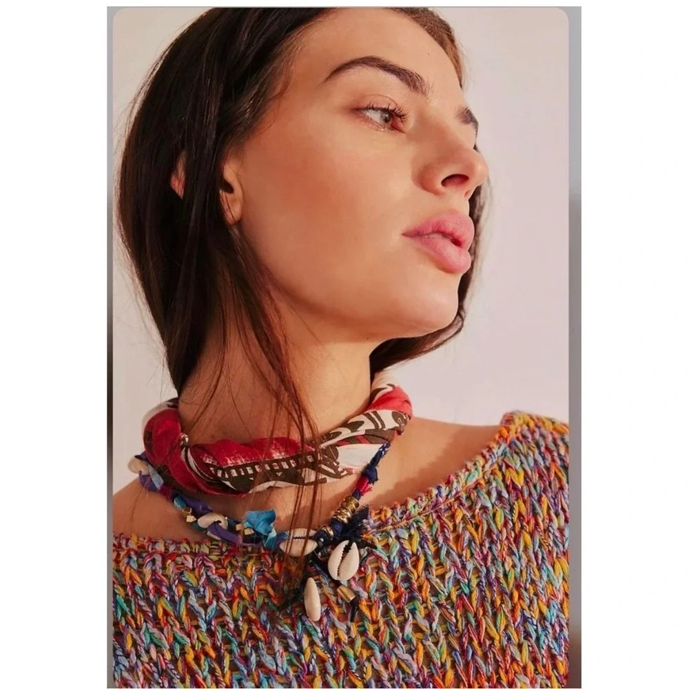 Ariana Ost Alpha Choker blue purple bohemian Fabric Necklace new feminine